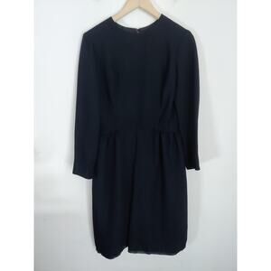 Miss Elliette Vintage Black Long Sleeve Crew Neck Midi Sheath Dress Size 14